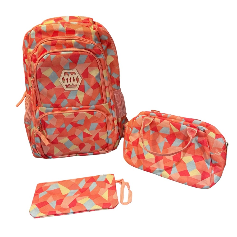 Ziranyu Pink Girls School Backpack  Insulated Snack Lunch Bag  Pencil Case NWT